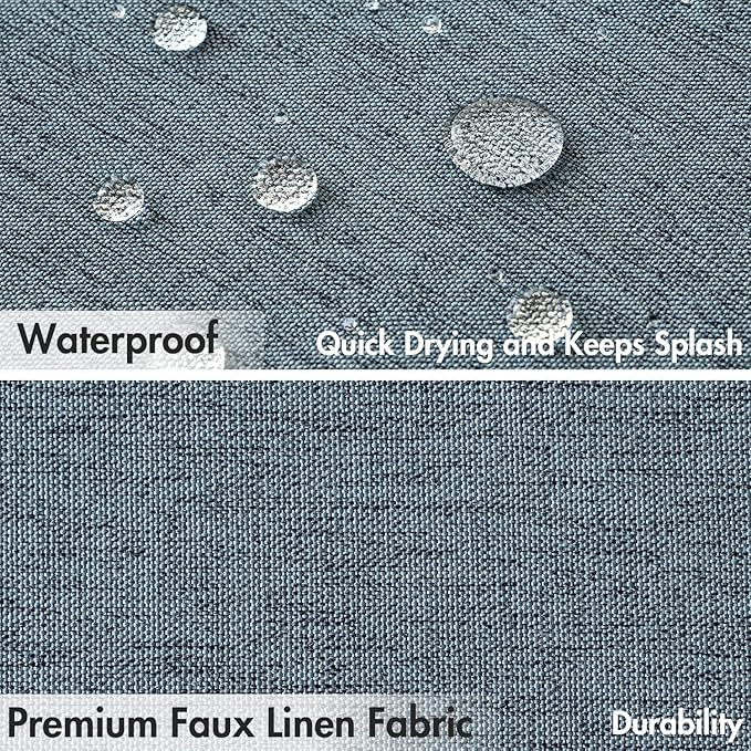 MIULEE Dusty Blue Scalloped Shower Curtain Linen Textured with 12 Metal Hooks Cute Heavy Duty Washable Waterproof Thick Cloth Shower Curtains with Black Border for Bathroom Hotel Bathtub,W72*L72