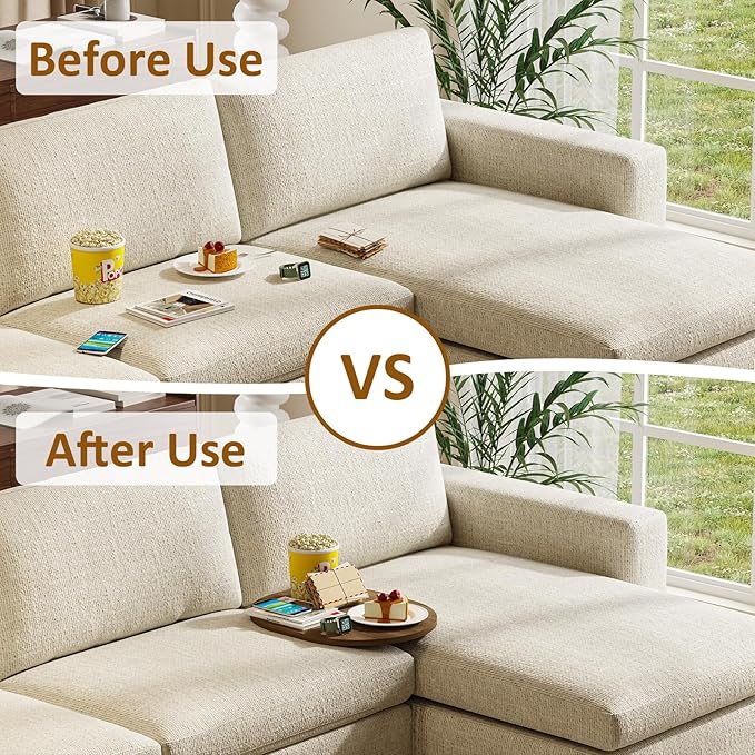 Asgolion Sofa Tray Between Cushion, 15.75"x12.6" Wood Couch Tray, Folding Couch Armrest Table Fit Armless Couch/Sectional, for Drink Snacks Phone Remote Holder, Rustic Brown