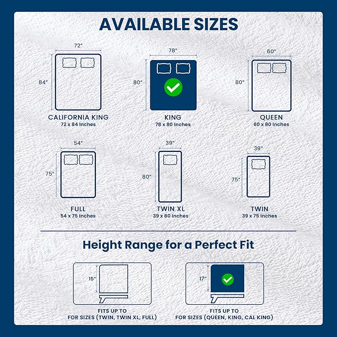 King Size Mattress Protector Waterproof, Premium 200 GSM Terry Mattress Cover, Soft & Breathable Bed Cover, Fitted Sheet Style Stretchable Deep Pockets 17" by Utopia Bedding (White)
