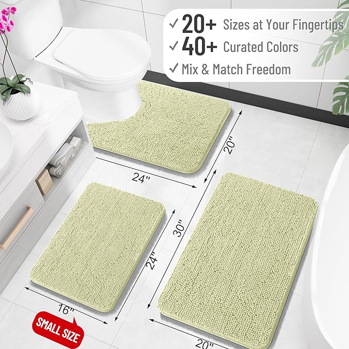 OLANLY Large Bathroom Rugs 50x30, Extra Soft Absorbent Chenille Bath Rugs, Rubber Backing Quick Dry, Machine Washable Bath Mats for Bathroom Floor, Tub and Shower, Home Decor Accessories, Vanilla