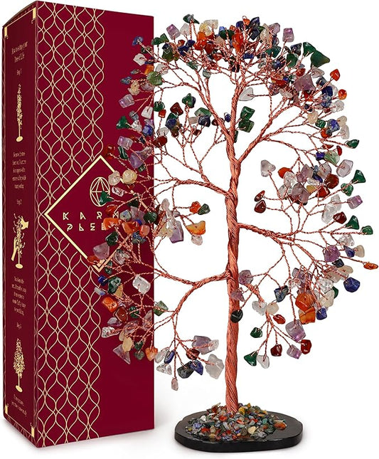 7 Chakra Crystal Tree of Life Birthday Gifts for Women, Men, Frineds, Handmade Reiki Healing Tree for Home, Room, Office Decor, Bring Money, Positivity, Good Luck, Gifts for Mom & Dad