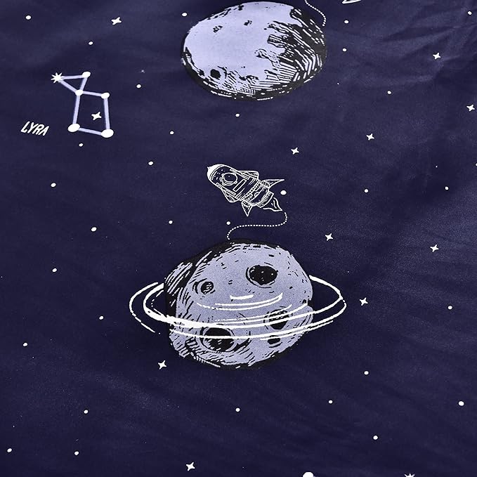 MAXYOYO Navy Space Adventure Japanese Floor Futon Mattress, Thicken Tatami Mat Sleeping Pad Foldable Roll Up Mattress Floor Lounger Couches and Sofas for Kids Full Size