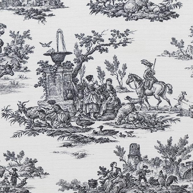 Linon Stephanie Black and White Toile Fully Upholstered Bench with Hidden Interior Storage