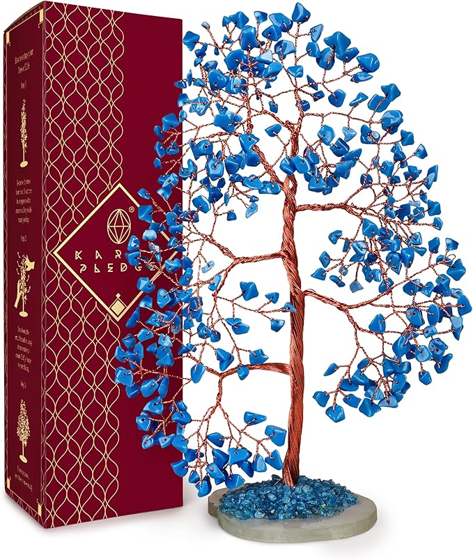 Crystal Tree of Life Birthday Gifts for Women, Men, Frineds, Handmade Turquoise Chakra Healing Tree for Home, Room, Office Decor, Bring Money, Positivity, Reiki, Good Luck, Gifts for Mom & Dad
