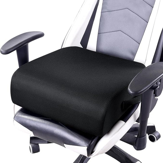 MABOZOO Extra Thick Chair Cushions,Office Chair Booster Seat Cushion to Raise Seat Height for Pain Relief,18 x 16 x 6 inch Non Slip Memory Foam Thick Cushion with Carry Handle（Black）