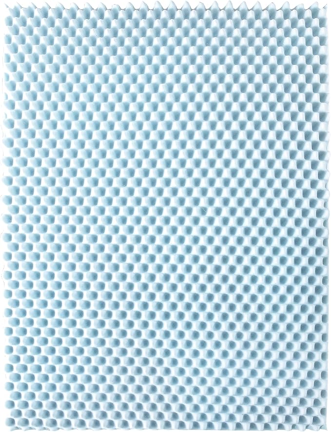 Best Price Mattress 4 Inch Egg Crate Memory Foam Mattress Topper with Cooling Gel Infusion, CertiPUR-US Certified, Dorm Essentials, Short Queen, Light Blue
