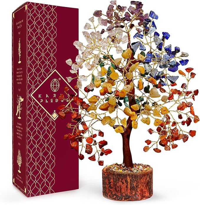 Chakra Tree of Life Birthday Gifts for Women, Sister, Friends, Handcrafted Healing Crystal Tree Bring Money, Luck to Home and Office Decor | Spiritual Gifts for Mom, Unique Gifts for Anniversary