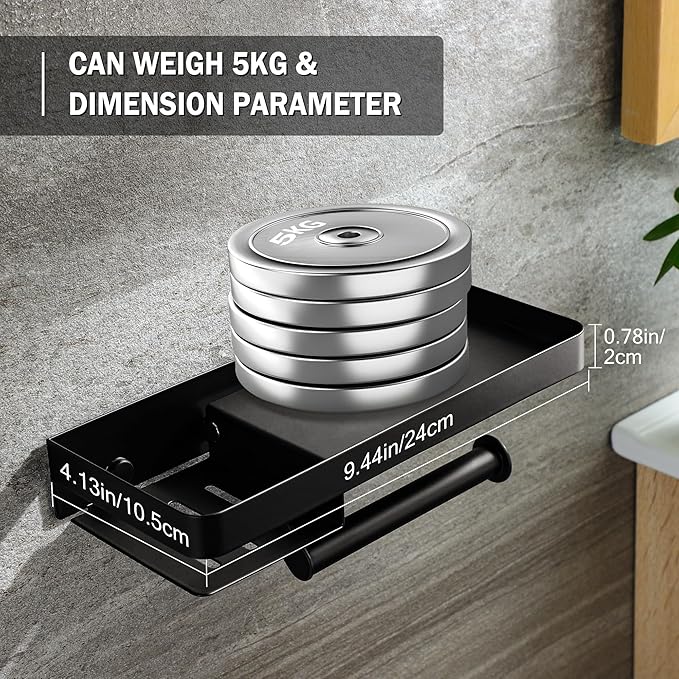 Decor Toilet Paper Holder - Small Bathroom Decoration Holder Toilet Air Freshener, Small Bathroom Accessories, Matte Black