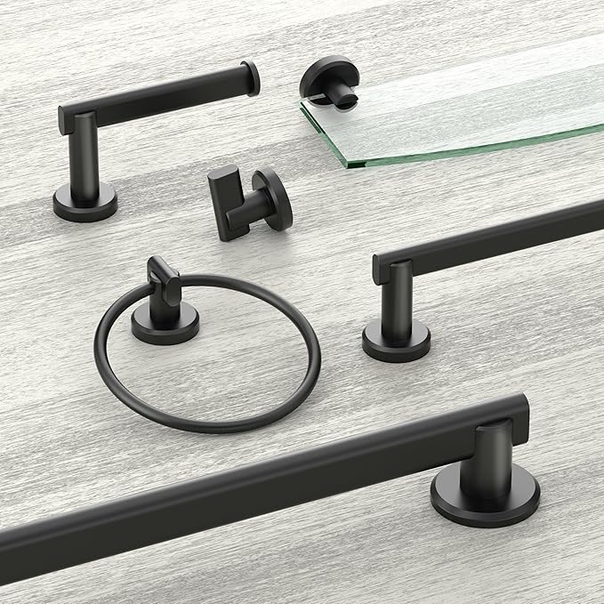 Gatco 5453MX Locke Single Post Toilet Paper Holder, Matte Black