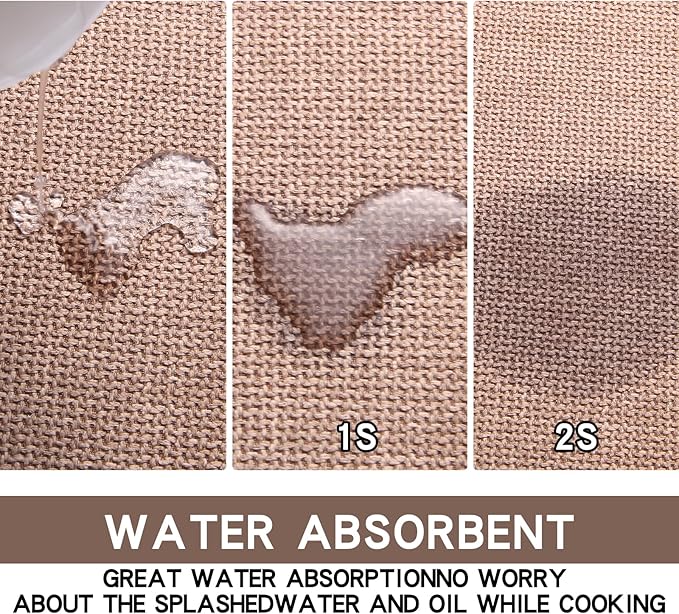 SUMLANS Kitchen Mat Set of 2 PCS, Cushioned Non Slip Rugs for Kitchen Floor, Absorbent Runner Comfort Standing Mats Washable for Kitchen, Office, Home (Camel, 17.3"x47"+17.3"x30")