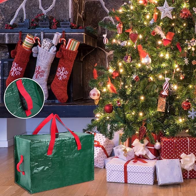 Shappy 6 Pcs Extra Large Storage Bags Jumbo Moving Bags Christmas Ornaments Container Heavy Duty Organizer Storage Bag with Zippers(Green,65 x 30", 24 x 16", 12 x 12")