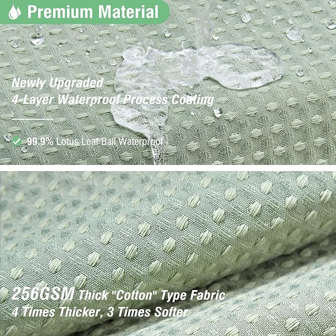 Dynamene Long Fabric Shower Curtain - 78 inch Waffle Weave Heavy Duty Cloth Shower Curtains for Bathroom, Neutral Weighted Hotel Spa Luxury Bath Curtain Set with 12 Plastic Hooks,72x78, Sage Green