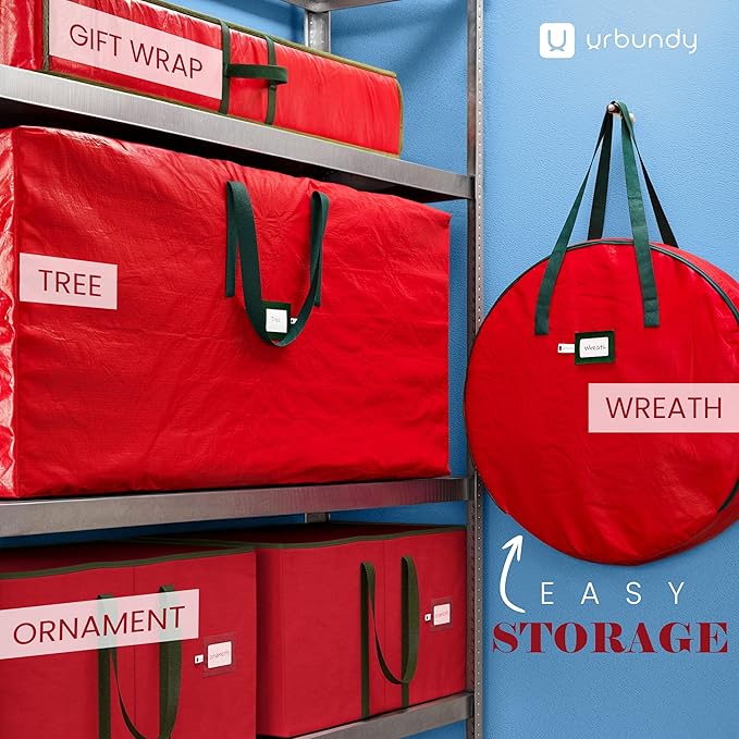 Heavy Duty Wreath Storage Bag 30 Inch, 1-Pack - Christmas Wreath Storage Container Red - Waterproof Plastic Material Wreaths Holder Storages - Holds 30 Inch Wreaths For Year Round