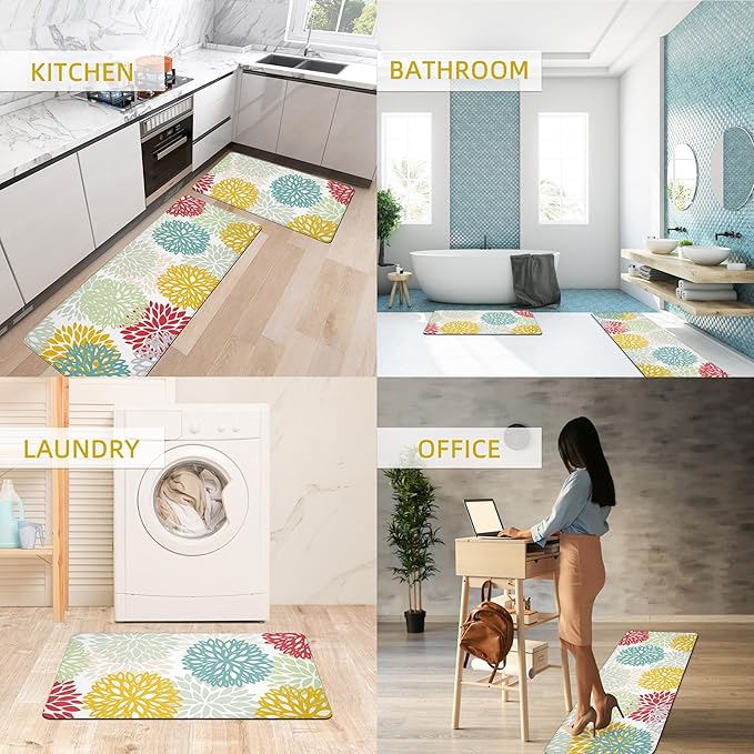 Kitchen Mats Set of 2 Cushioned Anti Fatigue Kitchen Rugs Non Slip Waterproof Kitchen Runner Rug Memory Foam Kitchen Floor Mat Comfort Standing Mat for Sink,Laundry