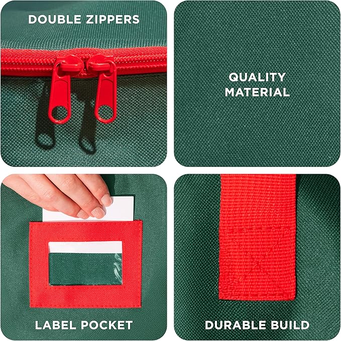 HOLDN’ STORAGE Premium Wreath Storage Bag - Durable Material - Waterproof - Heavy-duty Christmas Storage Container for Xmas Wreath with Dual Zipper Closure, Tear-proof, 36"W x 8"D - Green