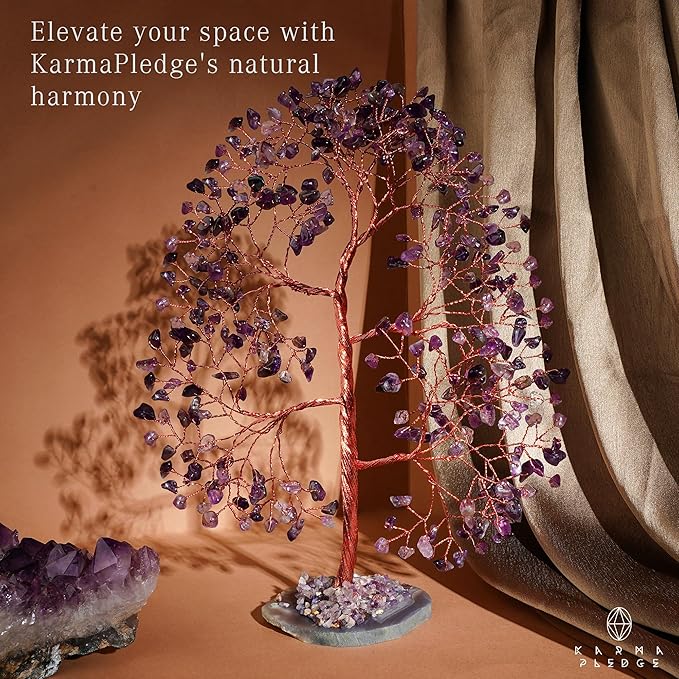 Crystal Tree of Life Birthday Gifts for Women, Men, Frineds, Handmade Amethyst Chakra Tree for Home, Room, Office Decor, Bring Money, Positivity, Reiki Healing, Good Luck, Gifts for Mom & Dad