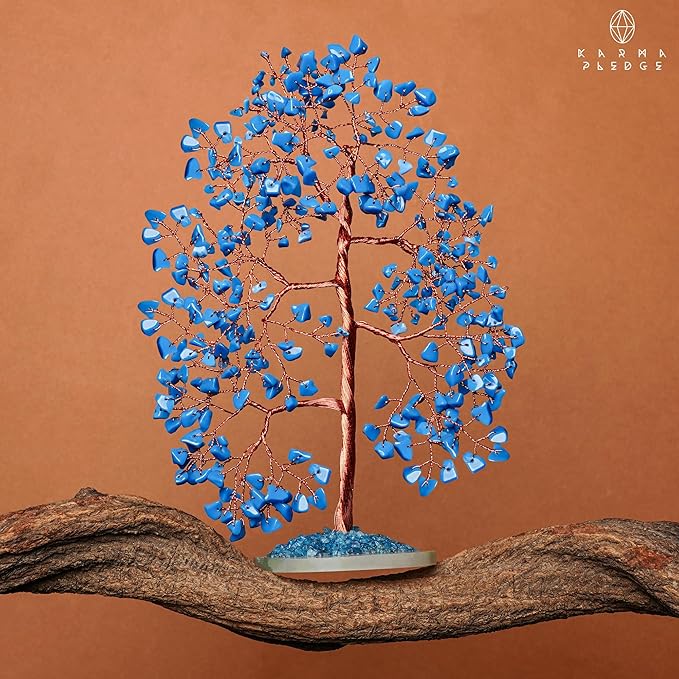 Crystal Tree of Life Birthday Gifts for Women, Men, Frineds, Handmade Turquoise Chakra Healing Tree for Home, Room, Office Decor, Bring Money, Positivity, Reiki, Good Luck, Gifts for Mom & Dad