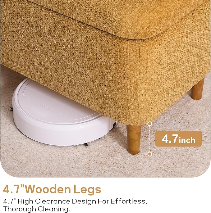 39.4”Ottoman with Storage Set of 2,Upholstered Comfy Storage Bench Ottoman with Wooden Legs,End of Bed Bench Footstool for Hallway Entryway Bedroom Living Room Corner Yellow