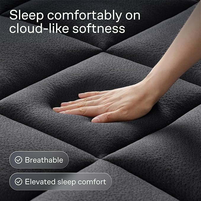 Niagara Ultra Soft Full Size Mattress Topper - Viscose Made from Bamboo Pillow Top Mattress Pad for Back Pain Relief - Naturally Cooling for Hot Sleepers, fits 6-18" Mattress, 600GSM, Black