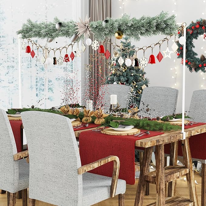 Over The Table Rod Stand with Clamps Adjustable 13''-42'' Tall 29"-98" Length White Table Arch Hanging Stand for Wedding Birthday Party Halloween Christmas Decoration