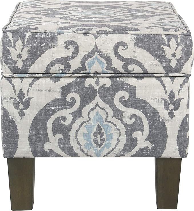 Homepop Home Decor |K7646-A750 | Upholstered Modern Rectangular Storage Ottoman | Hinged Lid Ottoman with Storage for Living Room & Bedroom, Suri Blue