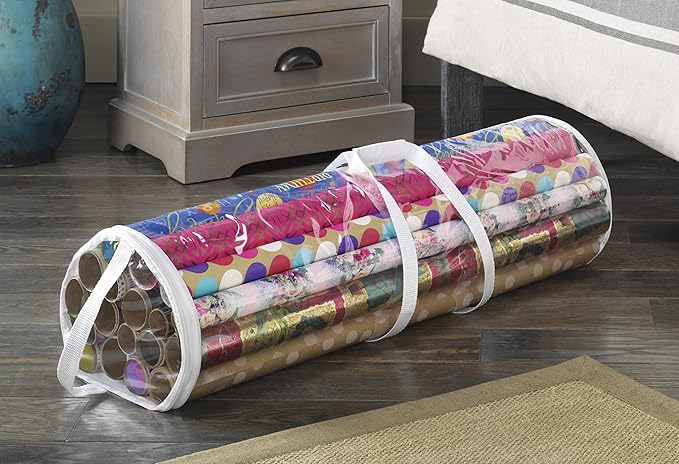 Whitmor 6044-4924 Clear Gift Wrap Organizer - Zippered Storage for 25 Rolls,(Pack of 6)