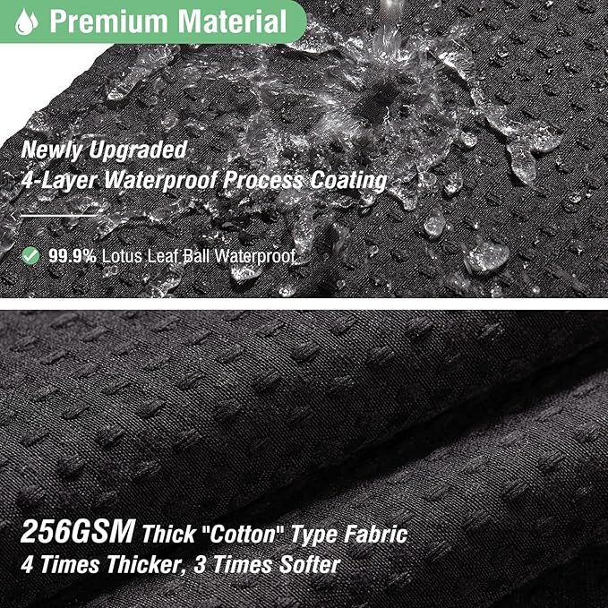 Dynamene Long Black Fabric Shower Curtain - Waffle Textured Tall Heavy Duty Cloth Shower Curtains for Bathroom, 256GSM Large Hotel Spa Luxury Bath Curtain Set with 12 Plastic Hooks(72Wx80H, Black)