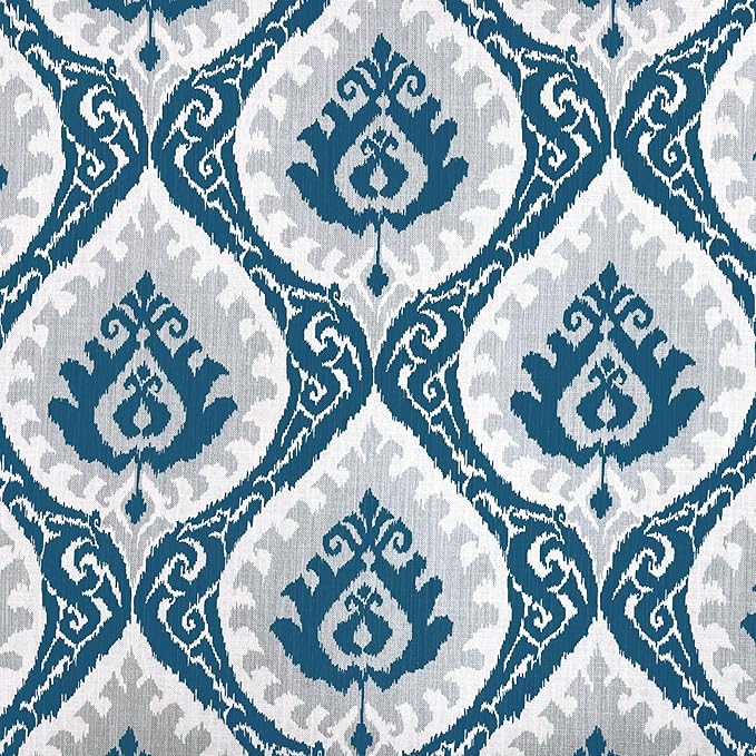 Homepop Home Decor |K7646-A877| Upholstered Modern Rectangular Storage Ottoman | Hinged Lid Ottoman with Storage for Living Room & Bedroom, Blue Ikat Medallion Print