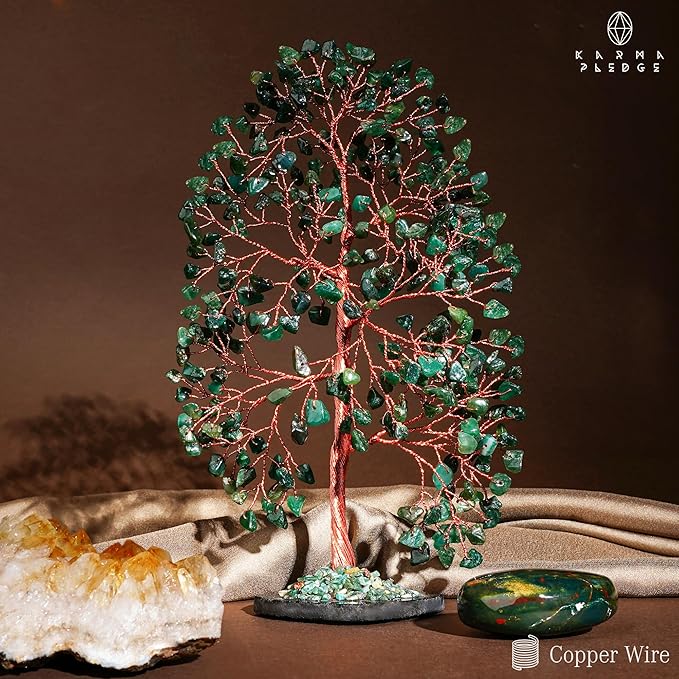 Crystal Tree of Life Birthday Gifts for Women, Men, Frineds, Handmade Green Aventurine Chakra Healing Tree for Home, Room, Office Decor, Bring Money, Positivity, Good Luck, Gifts for Mom & Dad