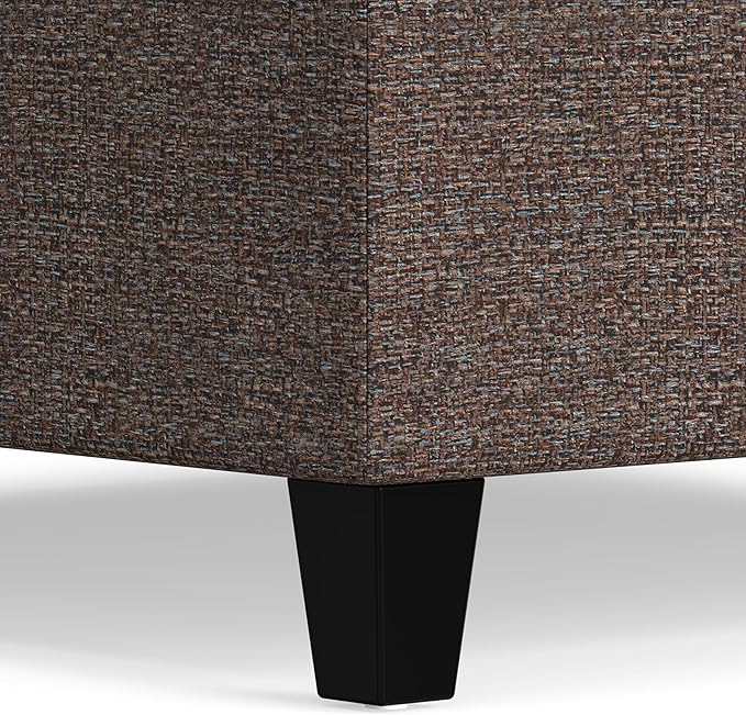 SIMPLIHOME Harrison Coffee Table Storage Ottoman - 36 inch Wide Upholstered Tweed Look Fabric Square Lift-Top Ottoman in Mink Brown, Transitional Ottoman for Living Room with Hidden Storage