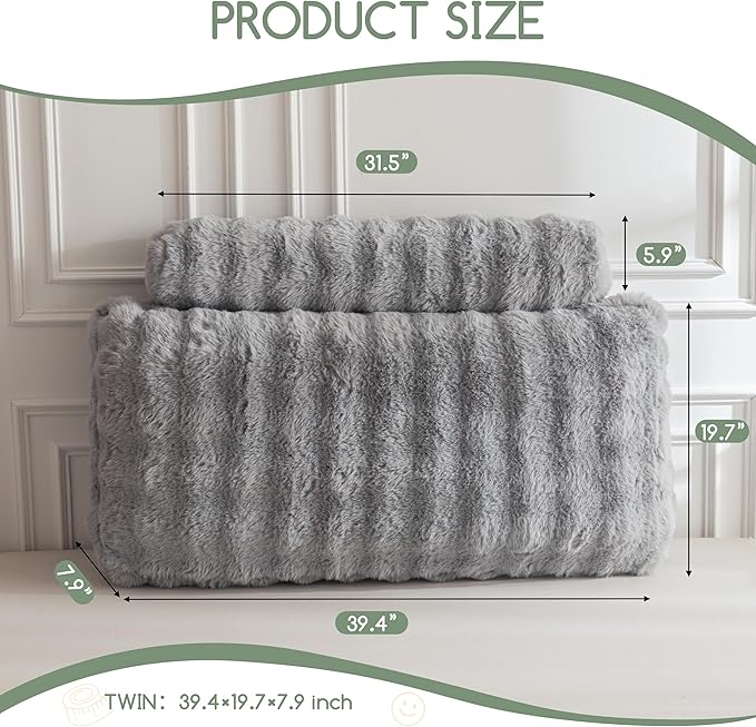 HIGOGOGO Headboard Pillow Twin,Ultra-Soft Wedge Pillow with a Cylindrical Neck Pillow,Memory Foam Filling,Back Support Pillows for Bed Sitting Up, Reading & Working, Removable Cover, 39.4"x19.7"