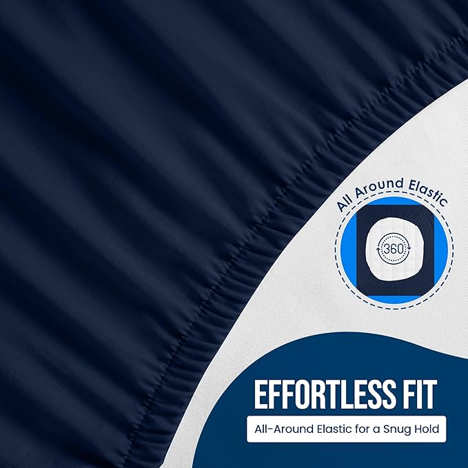 King Size Mattress Protector Waterproof, Premium 200 GSM Terry Mattress Cover, Soft & Breathable Bed Cover, Fitted Sheet Style Stretchable Deep Pockets 17" by Utopia Bedding (Navy Blue)