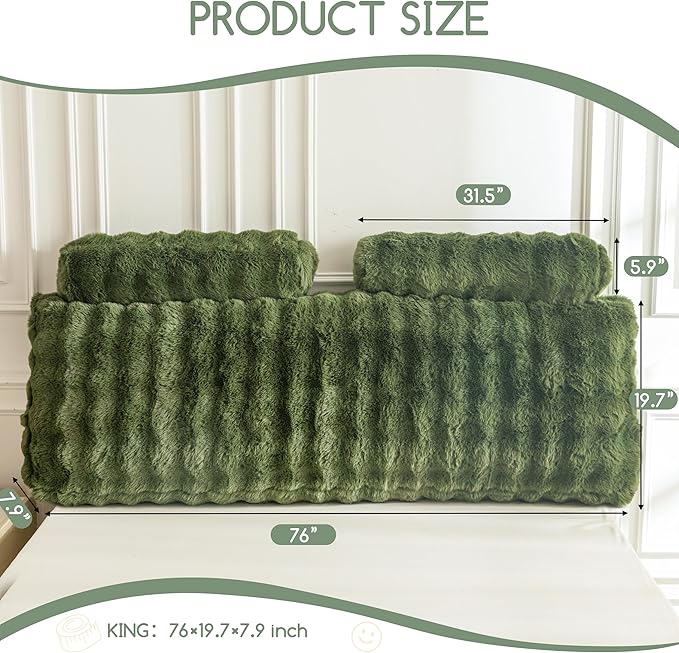 HIGOGOGO Headboard Pillow King,Ultra-Soft Wedge Pillow with 2 Cylindrical Neck Pillows,Memory Foam Filling,Back Support Pillows for Bed Sitting Up, Reading & Working, Removable Cover, 76"x19.7"