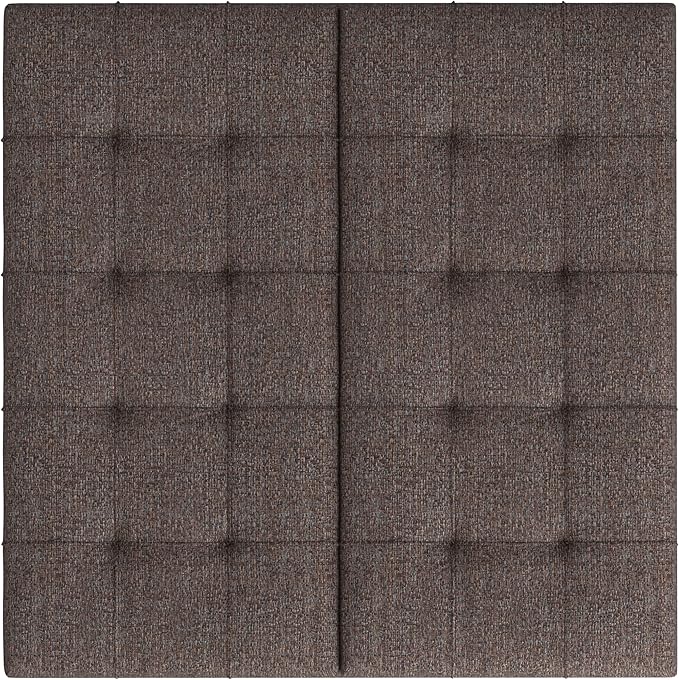 SIMPLIHOME Harrison Coffee Table Storage Ottoman - 36 inch Wide Upholstered Tweed Look Fabric Square Lift-Top Ottoman in Mink Brown, Transitional Ottoman for Living Room with Hidden Storage