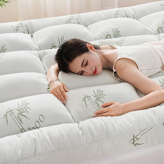 DOWNCOOL 3 Inch Twin Mattress Topper – Cooling Memory Foam Mattress Topper for Back Pain Relief, Breathable Bamboo Viscose Air Layer, 1600 GSM Fill, Deep Pocket Fits 8–21 Inch