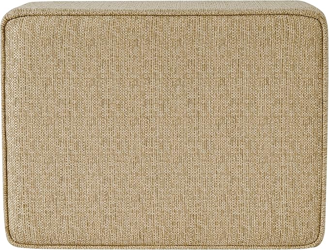 Homepop Home Decor | Medium Square Storage Ottoman with Hinged Lid | Ottoman with Storage for Living Room & Bedroom, Tan