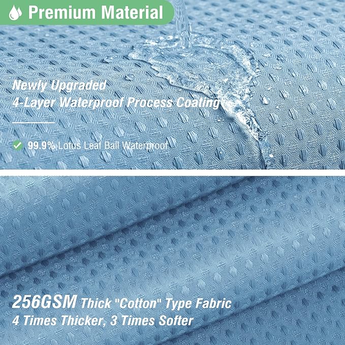 Dynamene Long Fabric Shower Curtain - 78 inch Long Waffle Weave Weighted Cloth Shower Curtains for Bathroom, Heavy Duty Hotel Spa Luxury Bath Curtain Set with 12 Plastic Hooks,72x78, Moonlight Blue