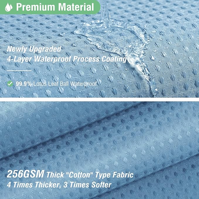 Dynamene Extra Wide Shower Curtain-108 Inch Wide Waffle Weave Weighted Thick Cloth Bathroom Shower Curtain, Neutral Heavy Duty Hotel Bath Curtain Set with 18 Plastic Hooks,108x72, Moonlight Blue