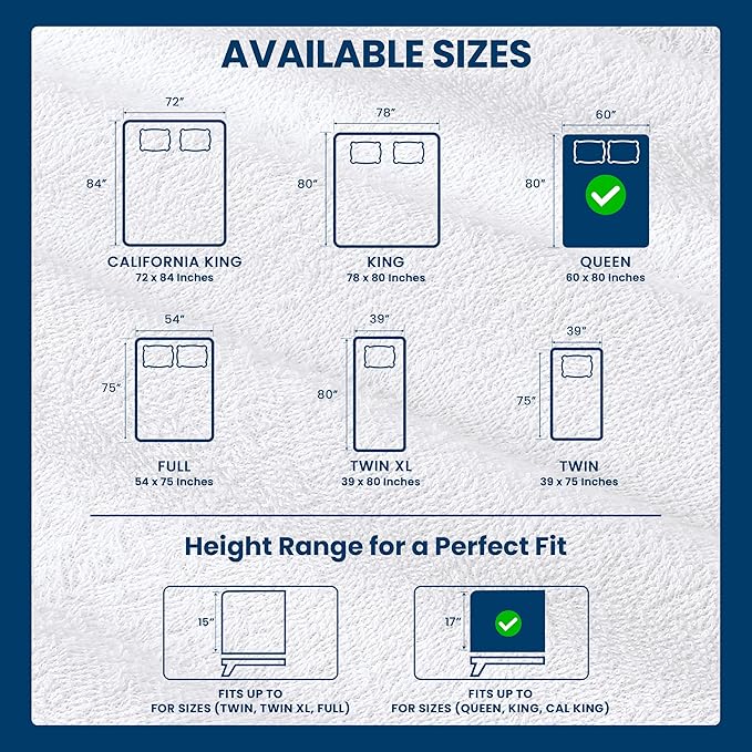 Queen Size Mattress Protector Waterproof, Premium 200 GSM Terry Mattress Cover, Soft & Breathable Bed Cover, Fitted Sheet Style Stretchable Deep Pockets 17" by Utopia Bedding (White)