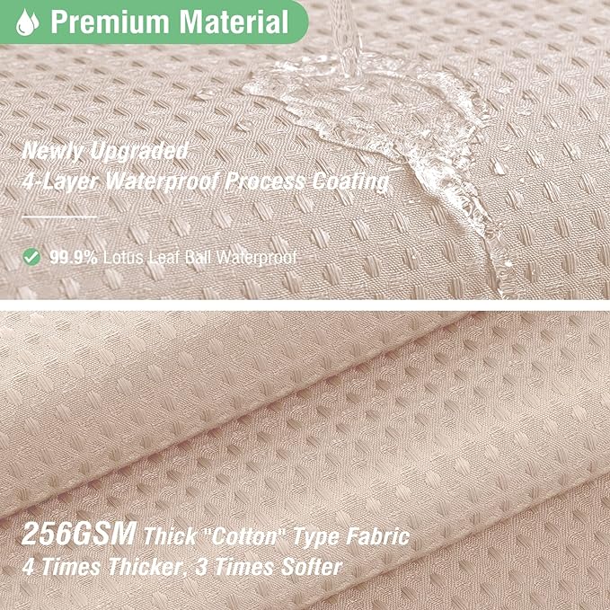 Dynamene Extra Long Shower Curtain - 84 Inch Long Waffle Weave Heavy Duty Fabric Bathroom Shower Curtain, Neutral Weighted Hotel Thick Bath Curtain Set with 12 Plastic Hooks,72x84, Blush Pink