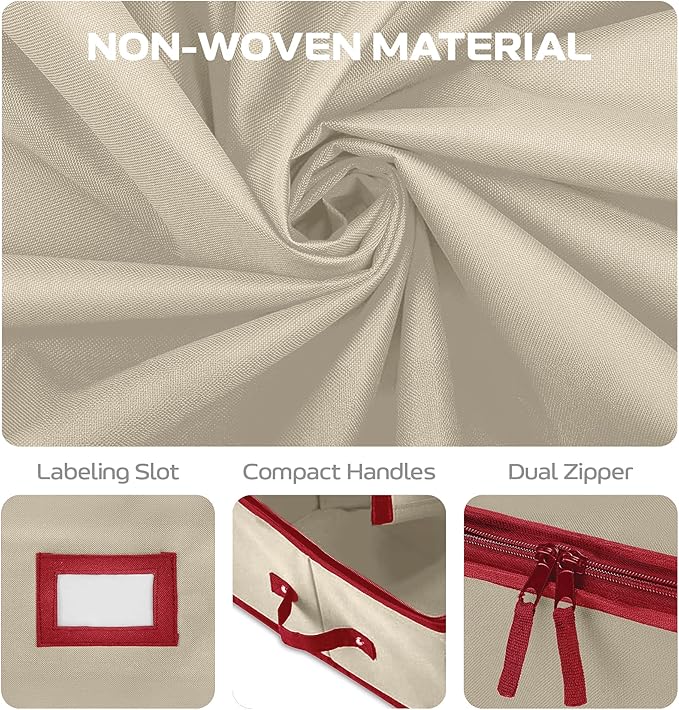 Christmas Wrapping Paper Organizer Storage, with Straps & Pockets, Gift Wrap Organizer Bag for Christmas Decorations, Fits Upto 24 Rolls, Underbed Storage for Holiday Decoration, (Ivory)