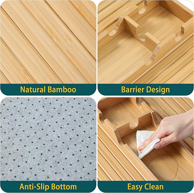 Bamboo Couch Cup Holder Arm Tray Table，Foldable Couch Drink Holder Armrest Table，Sofa Arm Rest Tray，Flexible Arm Chair Table Tray Recliners for Drink,Cups, Snacks, Phone, Remote (Bamboo)