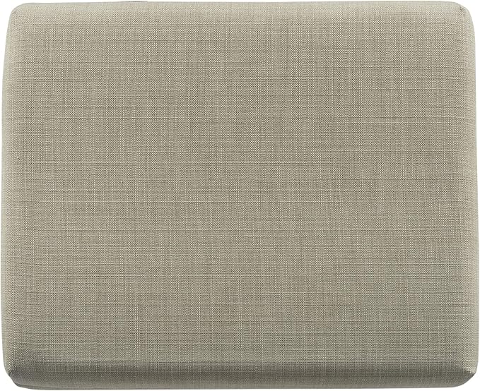 Homepop Home Decor | Upholstered MediumRectangular Storage Ottoman | Hinged Lid Ottoman with Storage for Living Room & Bedroom, Tan Linen