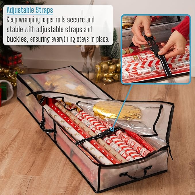 VENO 3 Pack Christmas Wreath, Wrapping Paper Storage Bags (2 Pack 36 Inch Wreath Bags, 1 Pack Gift Wrapping Paper Storage)