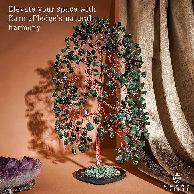 Crystal Tree of Life Birthday Gifts for Women, Men, Frineds, Handmade Green Aventurine Chakra Healing Tree for Home, Room, Office Decor, Bring Money, Positivity, Good Luck, Gifts for Mom & Dad