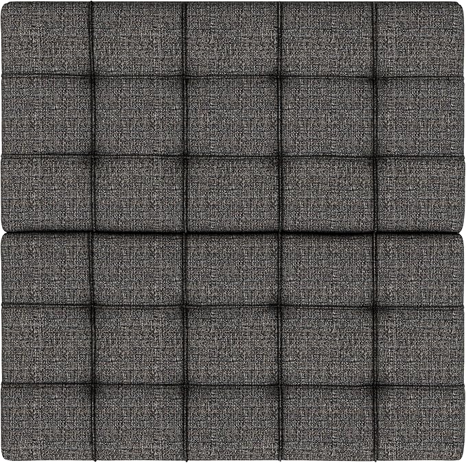 SIMPLIHOME Harrison Small Coffee Table Storage Ottoman - 30 inch Wide Upholstered Tweed Look Fabric Square Lift-Top Ottoman in Ebony, Transitional Ottoman for Living Room with Hidden Storage
