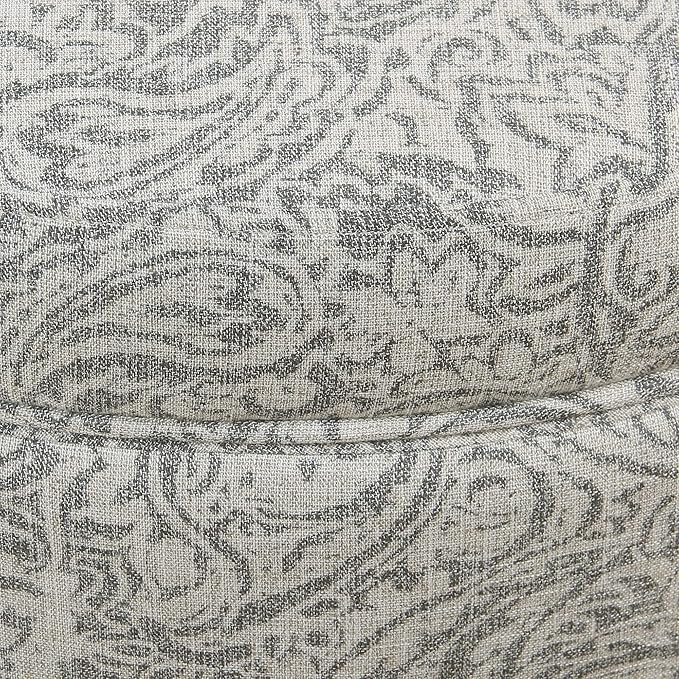 Homepop Home Decor | Upholstered Round Storage Ottoman | Ottoman with Storage for Living Room & Bedroom, Gray Floral