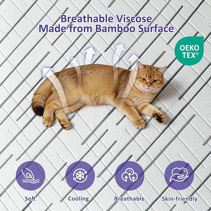 3 Inch Gel Memory Foam Mattress Topper Full Size with Removable & Washable Viscose Made from Bamboo Cooling Breathable Cover, Soft Bed Topper for Back Pain, CertiPUR-US Certified