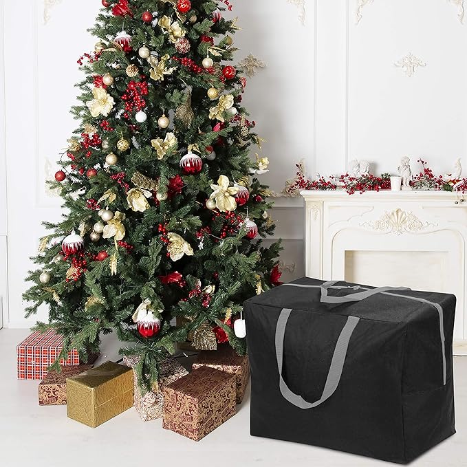 ProPik Christmas Ornaments Accessories Storage Bag Tear-proof Polyester Material 15” X 9.8” X 18.1” With Handles And Full Length Zipper (Black)
