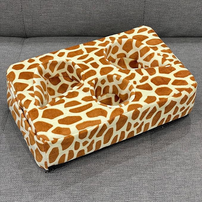 Couch Cup Holder Pillow, Couch Drinks Remotes Holder for Center of Couch, for Sofa, Bed, RV, Car (Giraffe)